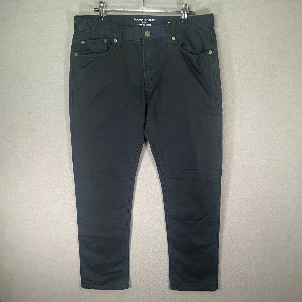 Banana‎ Republic Travel Jean Slim Black Stretch Pants Mens 32x30